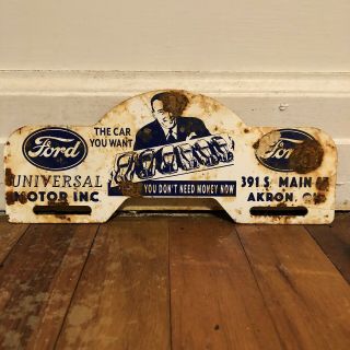 Vintage Ford Universal Motors Inc Metal License Plate Topper Sign