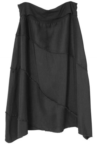 Blue Fish Clothing Vintage Raw Silk Lined Maxi Tiered Skirt A - Line Black (2)
