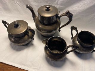 Antique 1800’s Triple Plate 5 Piece Tea Set Victorian/ Gothic
