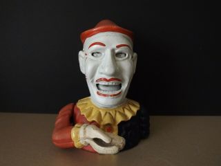 Vintage Cast Iron Humpty Dumpty Clown / Jester Mechanical Money Box