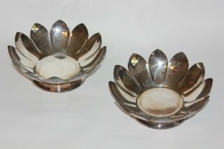 Vintage Reed & Barton 3002 Serving Bowl Water Lily Lotus Shape Silver Plated Set