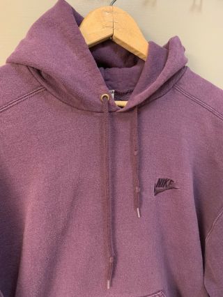 Vintage 80/90s NIKE Made in USA Faded Maroon Embroidered Hoodie Size Large 3