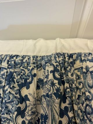 Vtg Ralph Lauren Tamarind Birdstone Porcelain Blue Cal King Cotton Bed Skirt