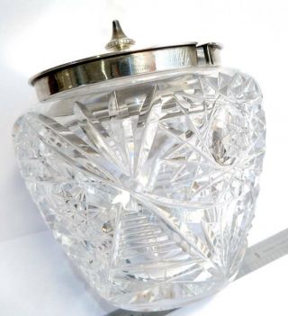Vintage Harrods London S.  W.  Silver Plated Cut Crystal Preserve Jam Jar,