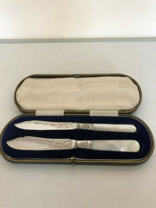 Cased Mother Of Pearl And Silver Plated Preserve Spreaders (mop 131t)