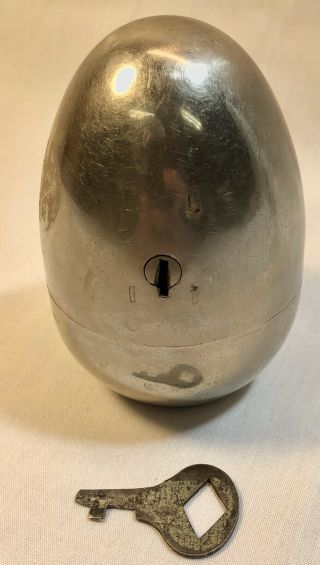 Vintage Egg - Shaped Nest - Egg Steel Coin Bank,  Security State Bank Keifer Oklahoma