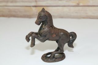 Vintage Antique Cast Iron Rearing Horse Bank - - Great Patina 2