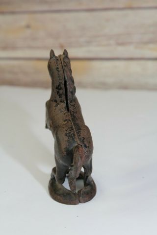 Vintage Antique Cast Iron Rearing Horse Bank - - Great Patina 3