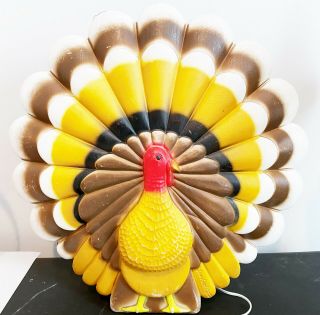 Vintage Don Featherstone Turkey Blow Mold Thanksgiving W/ Cord Light Lights Up