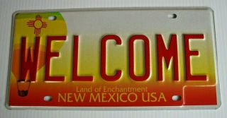Mexico Usa Auto Sample License Plate " Welcome " Hot Air Balloon Graphic