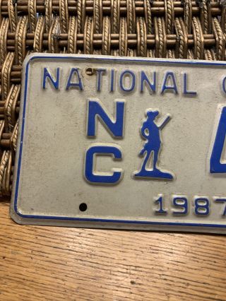 1987 North Carolina NC National Guard License Plate NC 40 Blue White Tag 2