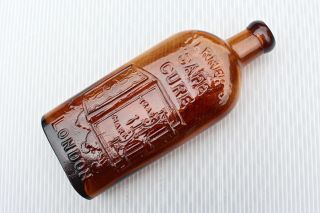 Vintage C1890s Warners Safe Cure London Safe Pict 1/2 Pint Amber Cure Bottle