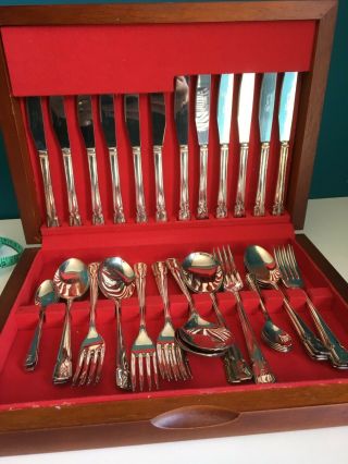 Vintage 42pc Quality Sheffield Silver Plated Canteen Of Cutlery With Monogram G