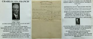 Governor Nj State Senator 1st Mayor Long Branch Autograph Letter Signed 1896 Vf