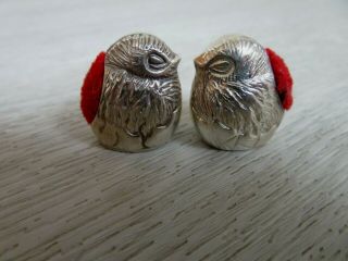 A Fine Solid Sterling Silver Hallmarked Novelty Chick Bird Pincushions