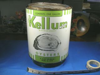 Vintage Kellum Oysters One Gallon Can Tin Kellum,  Inc Weems,  Va.  Va.  97