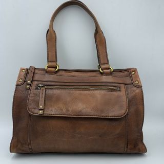 Fossil Long Live Vintage Shb1128 Brown Leather Tote Carryall Purse Shoulder Bag