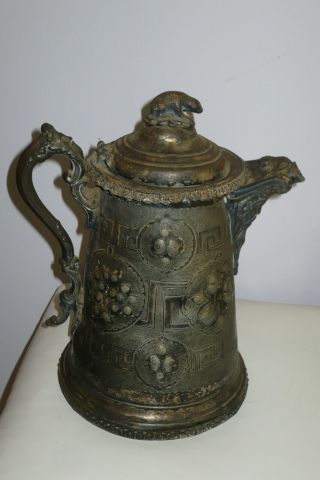 1800 ' s ANTIQUE QUADRUPLE PLATE Heavy Water PITCHER Dated 1854 Monogrammed Kate 3