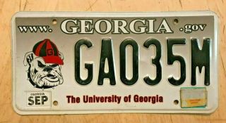 University Of Georgia Collegiate Auto License Plate " Ga 035 M " Ga Bulldogs