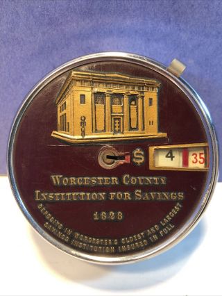 Worcester Ma Inst Savings Add 2 Bank Mechanical Coin Vintage Registering