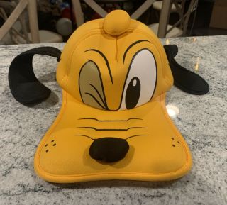 Disney Parks Pluto Hat With Ears Cap Adult Size Cosplay Plush Dog Face Yellow