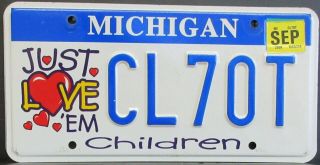 Michigan Children License Plate - Just Love 