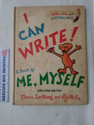 Dr Suess I Can Write A Book By Me Myself W.  Help Book Club Edition Vintage