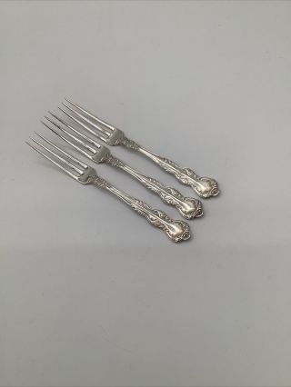 Holmes And Edwards Orient/venice Strawberry Forks,  Three,  Silverplate