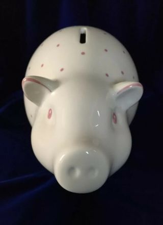 Rare Tiffany & Co.  Ceramic Piggy Bank - Hand Painted Pink Polka Dots