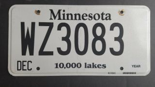 Minnesota License Plate Whiskey Plate Dwi Wz3083 Aluminum