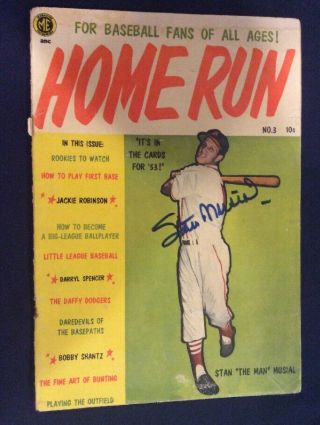 Home Run 3 Vg 4 Stan Musial Signed Vintage Comic Book