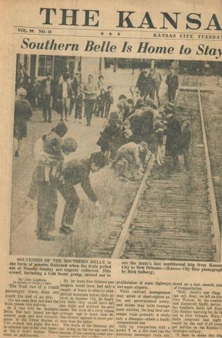 Kcs Railroad Kansas City Southern Belle 1969 Last Run Newspaper Article Photos