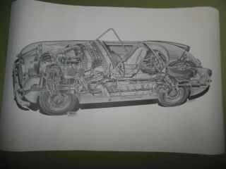 Austin Healey " Bug Eye " Sprite Poster The Motor Cutaway Drawing By S.  E.  Porter