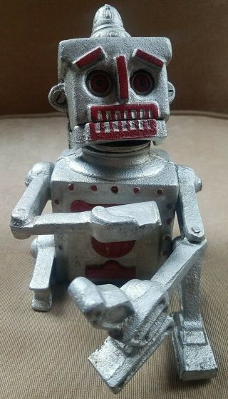 Rare Vintage 8 " Hubley Robert The Robot 1950 Cast Iron Toy Still Coin Bank