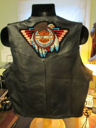 Leather King Motorcycle Vest Harley Davidson Patch Custom Sewn On Back