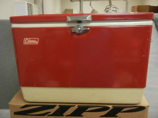 1960’s Vintage Red/white Coleman Metal Ice Chest Cooler - Great Shape