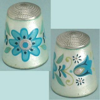 Vintage Enameled Floral Sterling Silver Thimble English Hallmarked 1975