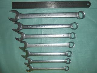 7 Pc Set Vintage " Proto Professional Usa " Combination Wrenches 1/2 " - 5/16 " 12 Pt