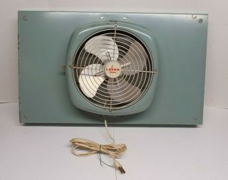 Vintage Lasko Window Fan Aqua Blue Reversible Expandable Model 74 - 10