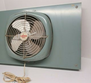 Vintage Lasko Window Fan Aqua Blue REVERSIBLE EXPANDABLE Model 74 - 10 3