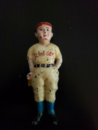 Cast Iron - Babe Ruth Style Baseball - Slugger Dime Bank Vintage Rare Ny Yankees