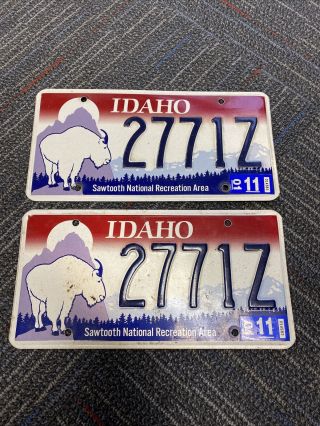 Idaho License Plate Pair.  “sawtooth National Recreation Area” 2771z