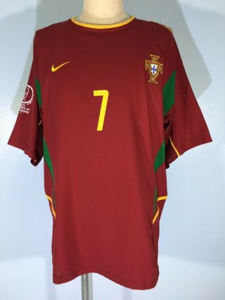 Vtg Luis Figo Portugal World Cup 2002 Home Nike Football Shirt Soccer Jersey Xl
