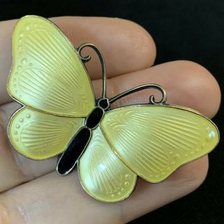 Vtg Ivar T Holth Sterling Silver 925 S Yellow Enamel Butterfly Brooch Pin Norway
