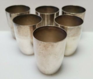 6 Vintage Silverplate Shot Glasses Cups Henneberg Fraget Poland Hefra Met - 60