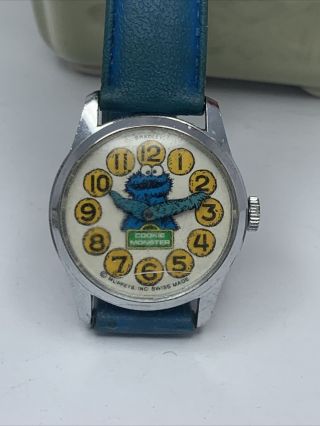Vintage Swiss Cookie Monster Mw Sesame Street Watch Ufix