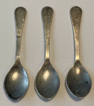 Set Of 3 Antique Vintage Sterling Silver Tiny 2 - 1/2” Salt Spoons