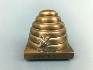 Vtg Metal Brass Still Bank Coin Beehive By Banthrico Chicago 1974 Thrift & Loan
