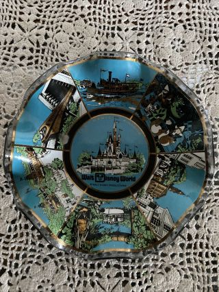 Vintage Walt Disney World Scalloped Candy Dish Ash Tray Glass 1970 