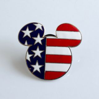 Disney Official Trading Pin Mickey Mouse Head 2002 American Flag N7